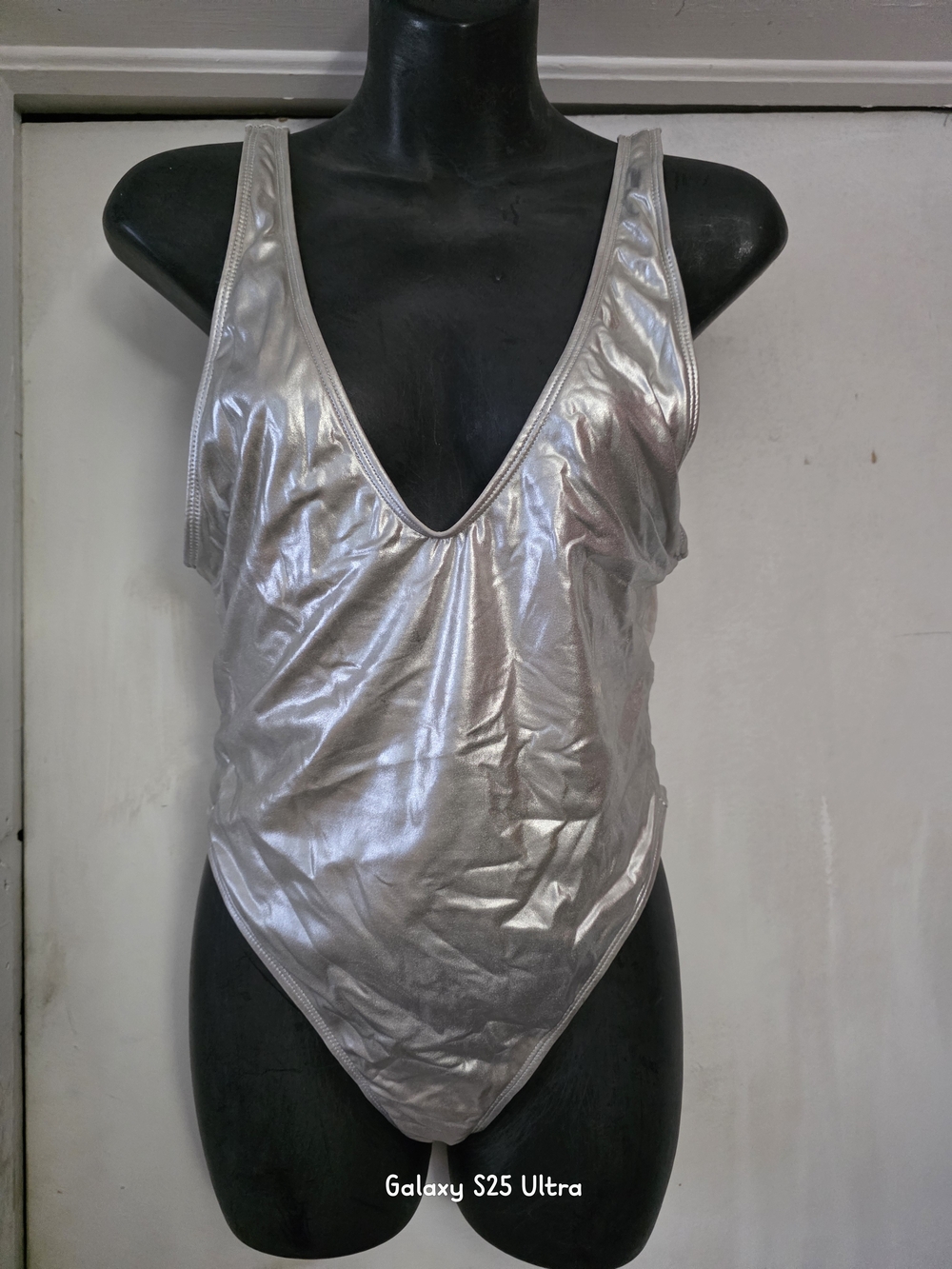 Silver Scoop V-One Piece Swimsuit